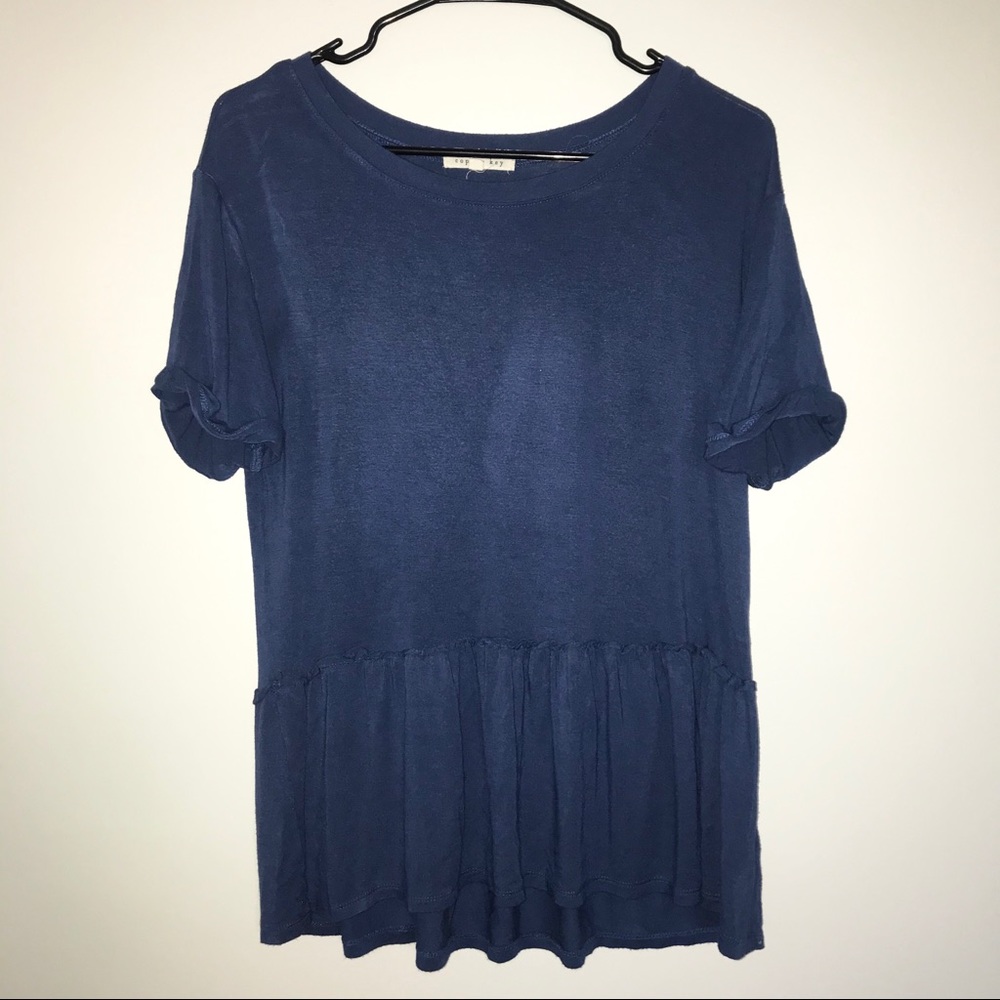 Copper Key Blue Peplum Top Size M